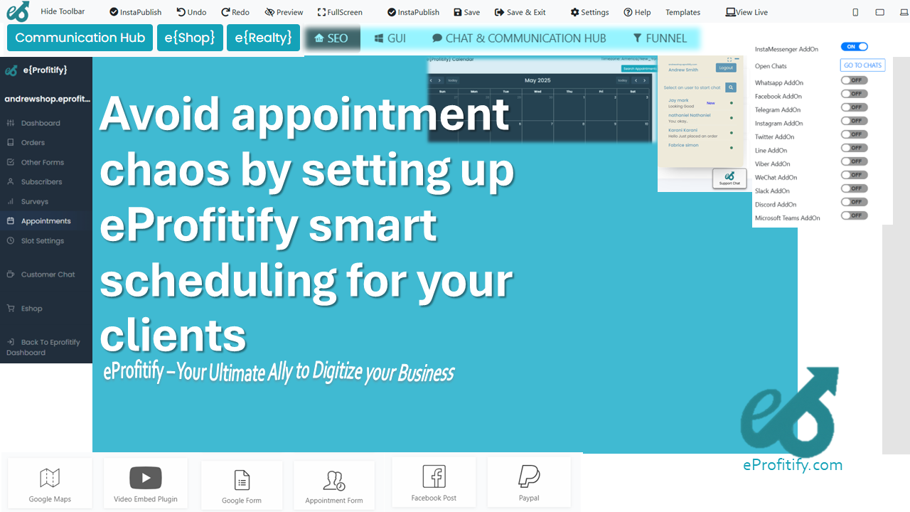 Avoid appointment chaos by setting up eProfitify smart scheduling for your clients